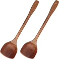 thumbnail image 1 of Wooden Spatula, 2Pcs Long Handle Flat Non-Stick Kitchen Cookware for Mixing and Cooking, 15.35”, 1 of 5