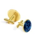 thumbnail image 3 of PhooArto Men's Classic Stainless Steel, Dark Blue Space Planet Stars Pattern Cufflinks Business Wedding Shirts, Golden, 3 of 7