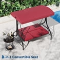 thumbnail image 2 of Balançoire de Patio Extérieure à 3 Places avec Auvent et Dossier Réglables, Chaise Balançoire de Patio avec Support, Lit Balançoire Convertible 2-en-1, Auvent Résistant aux UV et Imperméable, Chaise Balançoire de Porche pour Cour Arrière, Bord de Piscine, Jardin, 2 of 8
