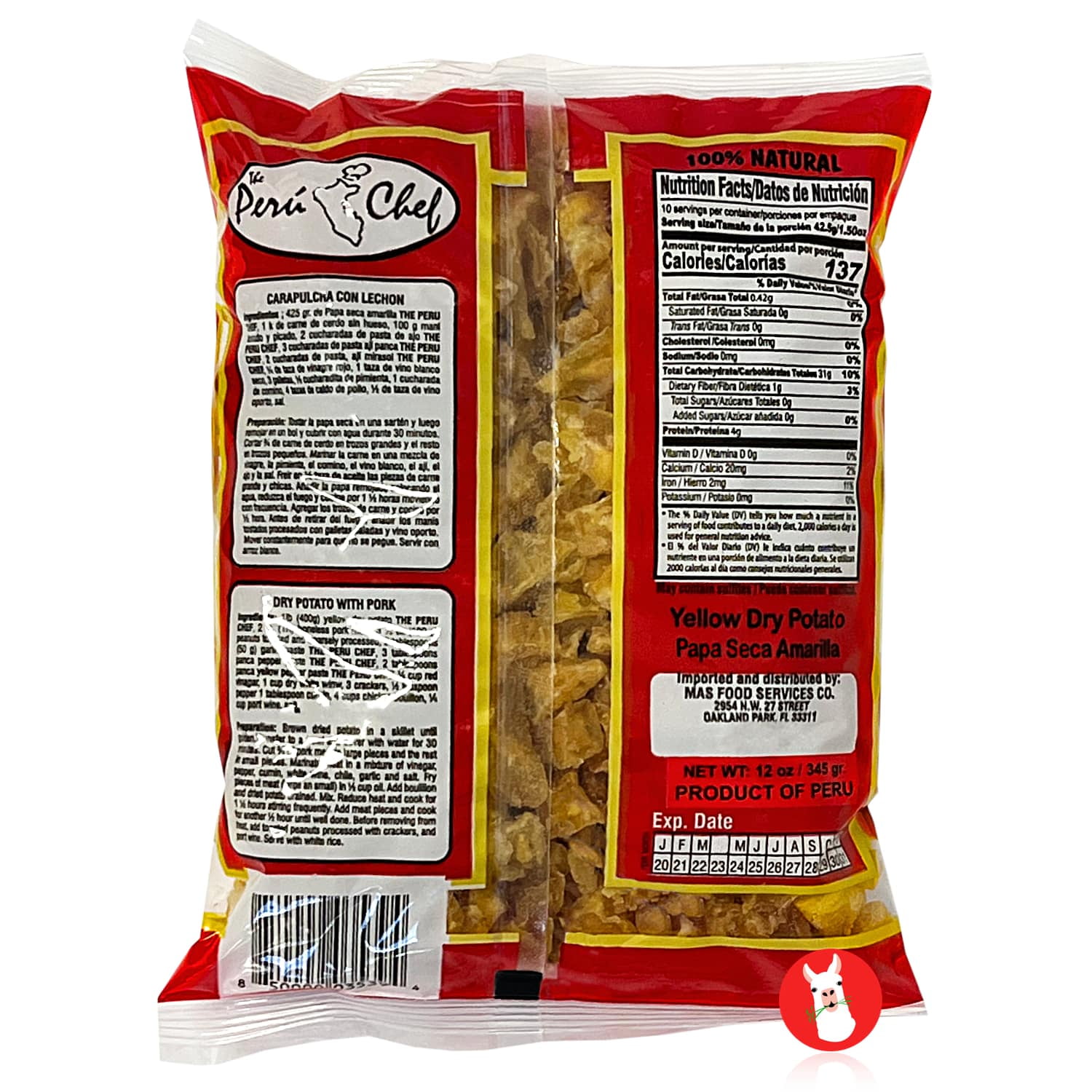 Peruchef Papa Seca Amarilla Peruana 12 oz | Yellow Dry Potato From Peru 3 Pack
