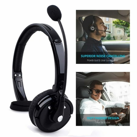 Bluetooth V4.1 Headset, Wireless Over-the-Head Noise Canceling Headphones for Cell Phone, Truck Car Drivers, Call