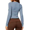 thumbnail image 5 of Garbnen Womens Long Sleeve Shirts Striped Slim Fit Womens Crew Neck Shirts Basic Color Block Fall Winter Y2k Women's Pullover XL, 5 of 5