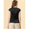thumbnail image 4 of Allegra K Blusa De Satén Para Mujer, Oficina De Trabajo, Cuello En V, Manga Casquillo, Top Elegante Negro M, 4 of 5