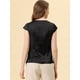 thumbnail image 4 of Allegra K Blusa De Satén Para Mujer, Oficina De Trabajo, Cuello En V, Manga Casquillo, Top Elegante Negro M, 4 of 5