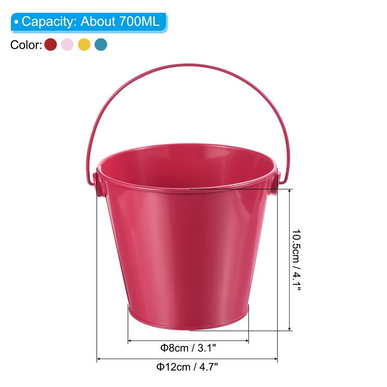 4Pcs 2x2 Small Metal Bucket Colorful Mini Buckets with Handles