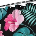 thumbnail image 4 of Exotic Palm Tree Coastal Paradise Fabric Shower Curtain, Waterproof Boho Artistic Design with Hawaiian Beach Landscape and Safari Jungle Island Patterns, Includes 6 Hooks, 4 of 5