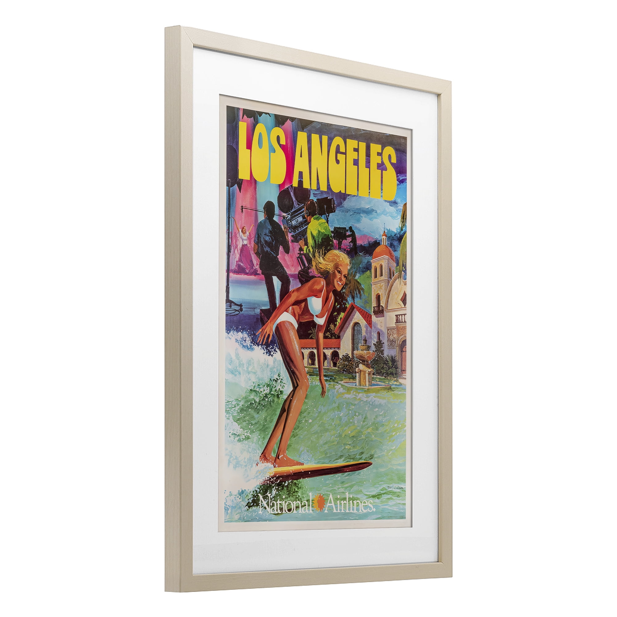 Stupell Industries Vintage Los Angeles Travel Birch Framed Print Under Glass, design by Vintage Posters
