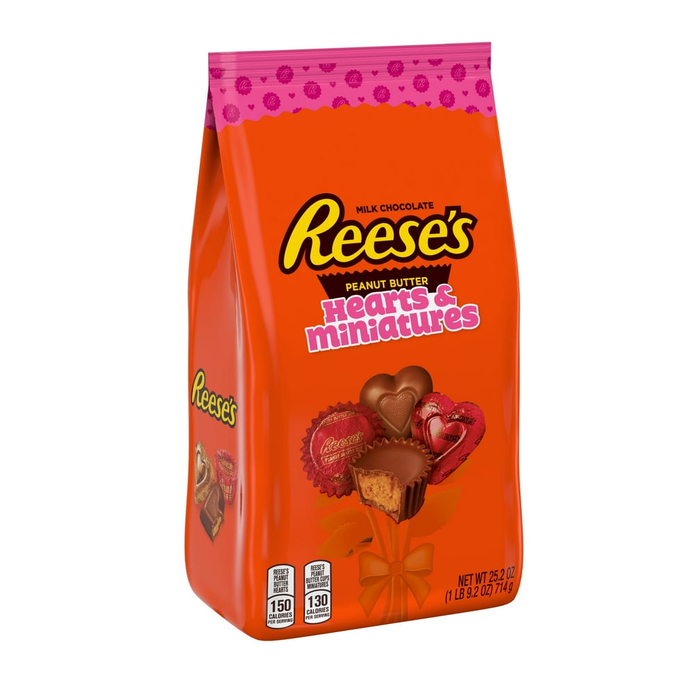 REESE'S, Hearts and Miniatures Assortment Milk Chocolate Peanut Butter Candy, Valentine's Day
