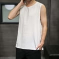 thumbnail image 3 of Aayomet Débardeur Basique pour Hommes et Été Décontracté Sans Manches Col Rond Imprimé Style Raglan (Blanc, L), 3 of 4