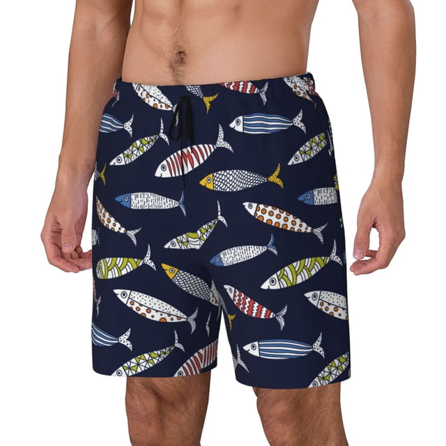 Fotbe Sardine Traje de Baño para Hombre – Shorts de Natación de Secado Rápido con Forro y Bolsillos-3X-Large
