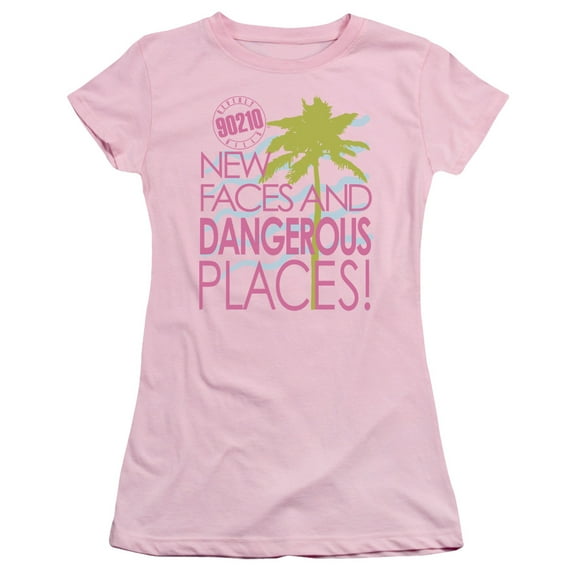 90210 Tagline Junior Women's Sheer T-Shirt Pink