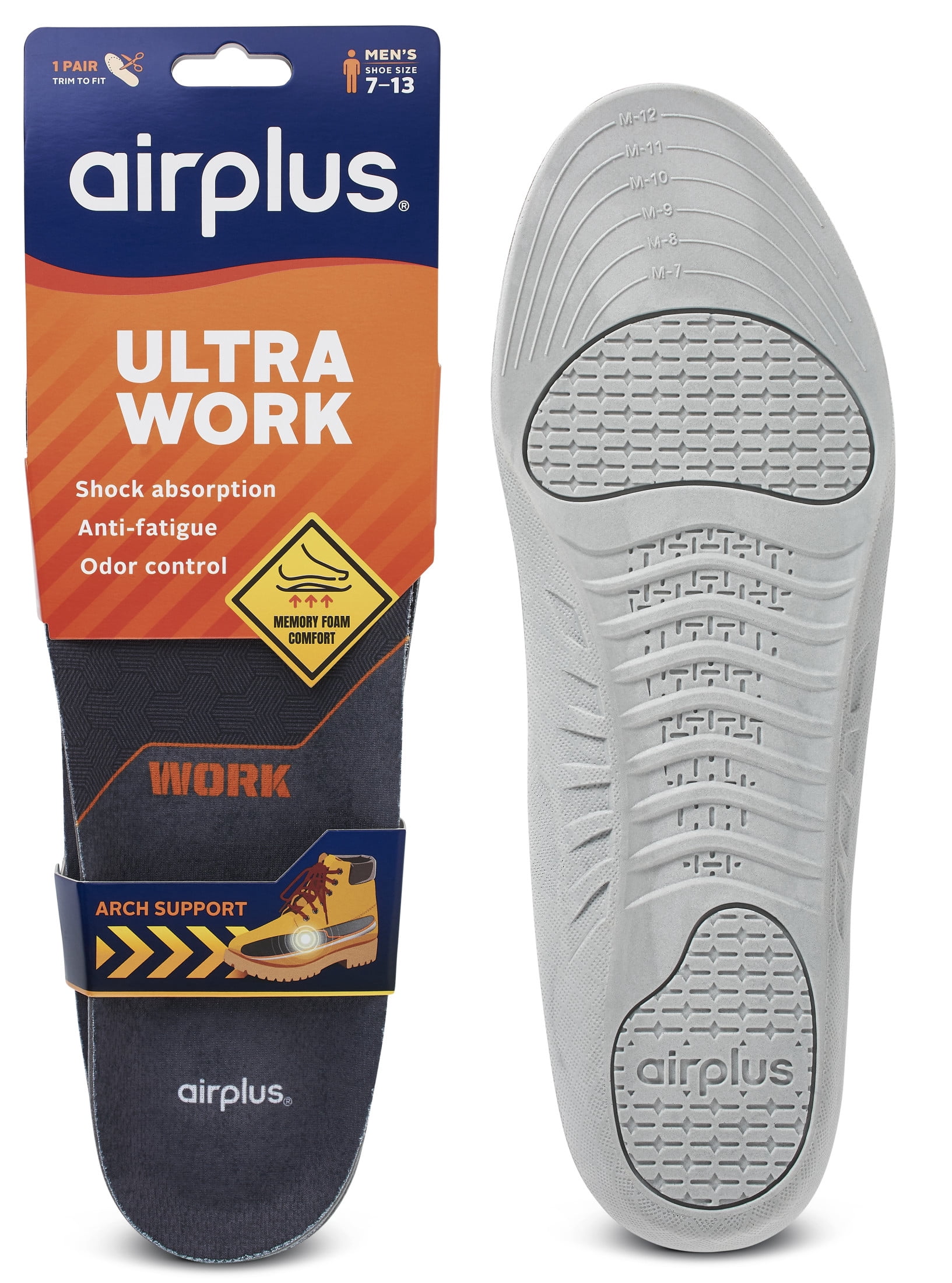 (3 pack) Airplus Ultra Work Memory Insole Men's 7-13 Male