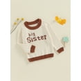 thumbnail image 5 of Aojekbee Toddler Girls Sweater Letter Embroidery Contrast Color Long Sleeve Pullovers Fall Winter Kids Clothes Baby Jumpers Tops, 5 of 10