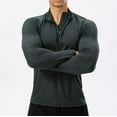 thumbnail image 2 of Ziynglg Men's Shirts Sports Solid Color Stretchy Half Zipper Slim Running Training Long Sleeve Tops for Men, 2 of 7