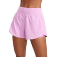 thumbnail image 1 of Shorts CRZ YOGA para correr de doble capa, tiro alto 3" rosa XL, 1 of 5