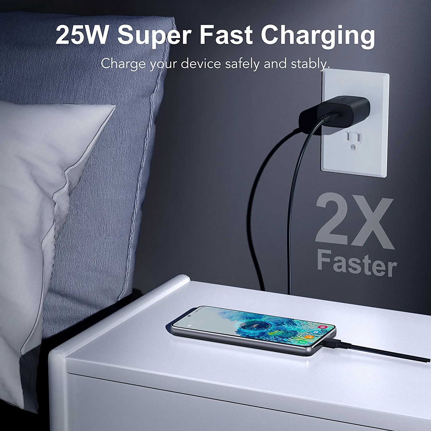 for Sonim XP3plus ,Super Fast Charger Type C Kit,25W PD USB C Wall/Car Charger - Black