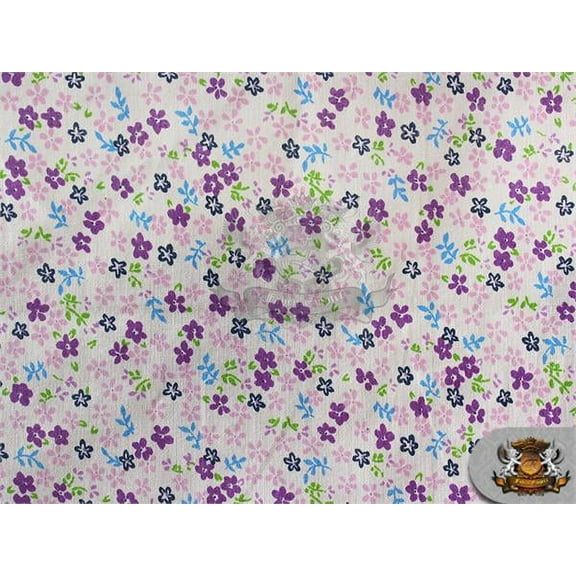 Polycotton Printed Fabric LOBELIA PURPLE / 60" Wide / Sold by the yard