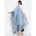 thumbnail image 4 of eloria Woman's Indian Ethnic Chunni, Silk Blend Grey Dupatta, Stole, Scarf Shawl Wrap, 4 of 5
