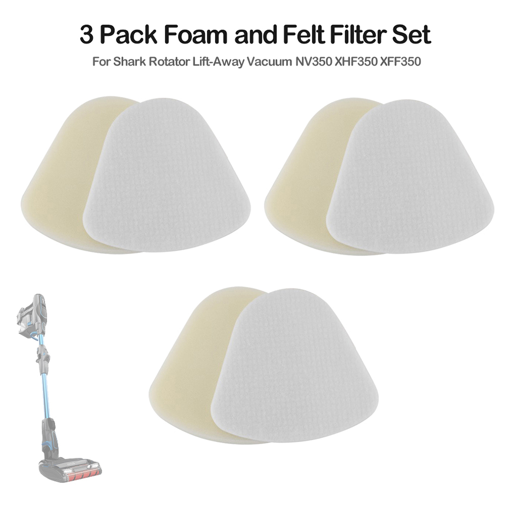 3 Pack Vacuum Foam and Felt Filter for Shark Rotator LiftAway Vacuum