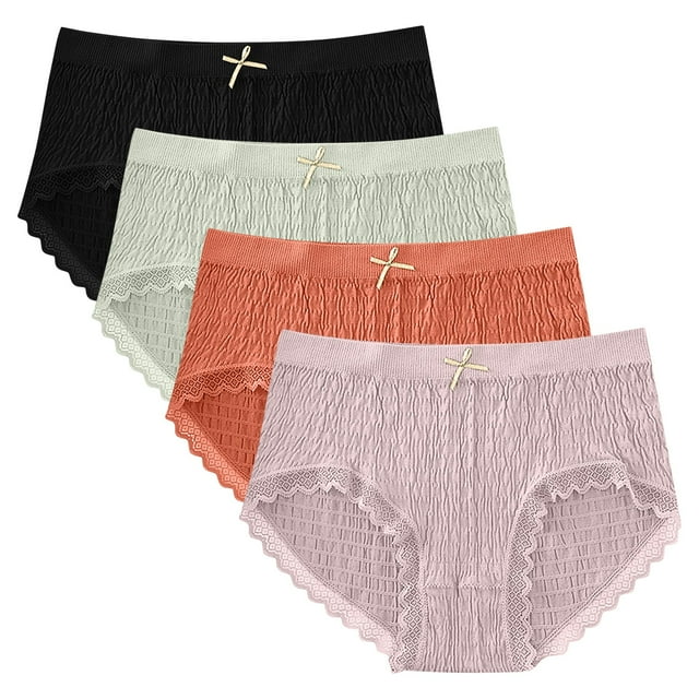 Aqestyerly 4-Pack Seamless Boyshorts - Lace Trim Underwear Value Set with Mid Rise Comfort