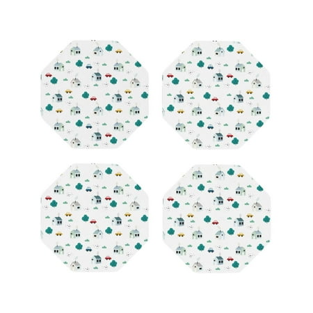 

Kdxio Cartoon House Car Funny Coasters 4 Pcs Leather Coasters Housewarming Gifts Protect Furniture from Water Marks Scratch and Damage