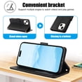 thumbnail image 4 of ELEHOLD Case for iPhone 15 Plus, Shockproof PU Leather Crossbody Wallet Stand Case with Credit Card Holder & Wrist Strap,Black, 4 of 7