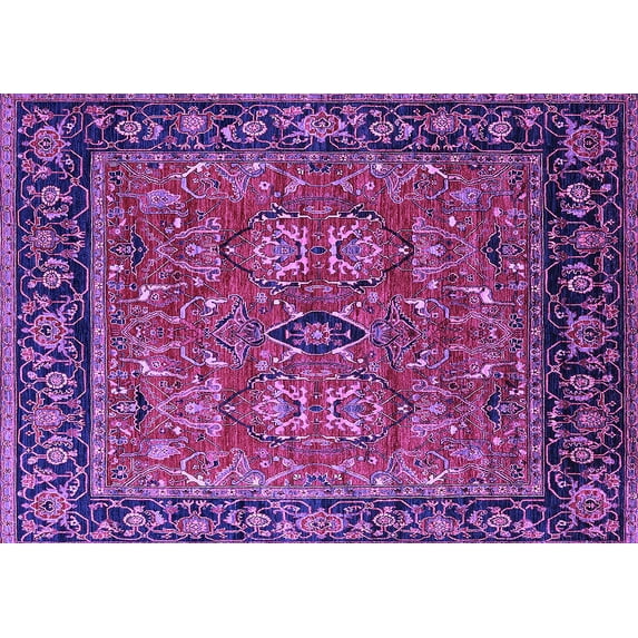 Ahgly Company Indoor Rectangle Oriental Purple Industrial Area Rugs, 8' x 10'