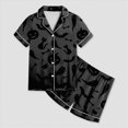 thumbnail image 4 of CAUYDY Girls Halloween Pajamas Sets Sleeping Pants Cute Print Home Short Sleeve Shorts Pajama Set Full Suit Clothes(L101-Grey,2-3 Y), 4 of 5