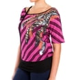 thumbnail image 3 of eVogues Plus Size Designer Print Off Shoulder Top Pink, 3 of 5