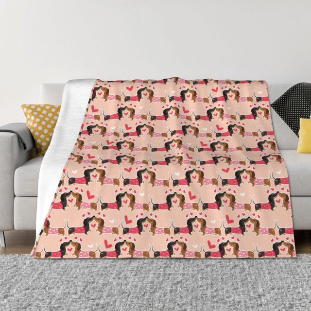 Fotbe Dachshund Couple Manta de Franela con Estampado, Manta Ultrasuave para Cama, Sofá, Auto, Hipoalergénica y Antibolitas-80"x60"