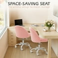 thumbnail image 2 of Lacoo Modern Vanity Chair with Back, Teddy Velvet Desk Chair for Bedroom, Living Room or Study,Small Office Chair,Pink, 2 of 6