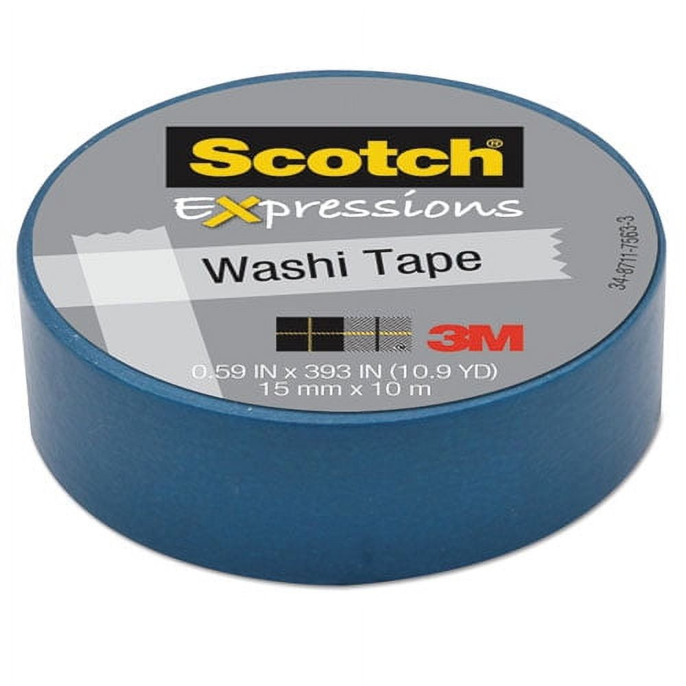 Expressions Washi Tape, 1.25" Core, 0.59" X 32.75 Ft, Blue | Bundle of 5 Rolls