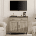 thumbnail image 6 of WAMPAT Farmhouse Sideboard Cabinet with Doors & Drawer, Wood Storage Cabinet Fits TVs Up to 43 Inch, Wash Grey Entertainment Center for Living Room Bedroom, 6 of 6