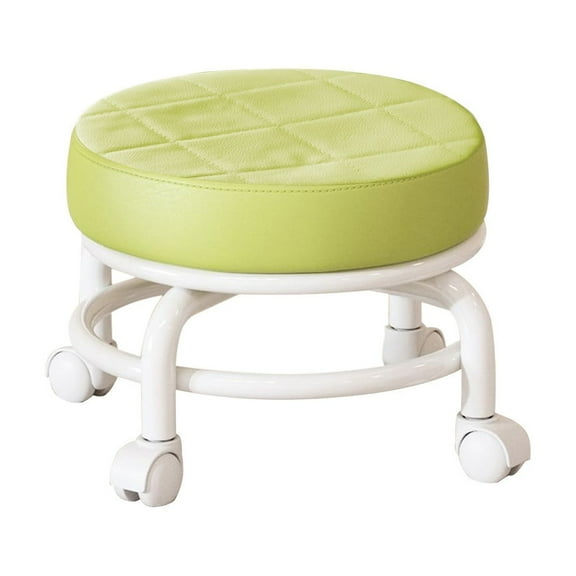 FastXmas 360 Rotating Low Stool 14.2*9 Inch Rolling Pulley Low Stool with Wheels Shoe Changing Makeup Cleaning with Wheels PU Leather Low Roller Seat Chair Low Stool for Home Bedroom Shoe Cabinet