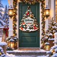 Wooden Door Sign, Woodland Animal Christmas Tree Welcome with Custom ...