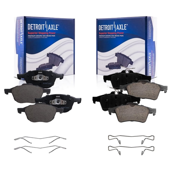 Detroit Axle - Brake Pads for Ford Escape Focus Transit Connect Mazda 3 Sport 5 Volvo C30 C70 S40 V50, 4 Front Rear Ceramic Brake Pads Replacement
