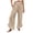 Khaki*, variant on RUTAYY Women's Pants High Waist Solid Color Casual Loose Fit Drawstring Waistband Asymmetrical Hem Comfortable Trendy Vibrant Trousers