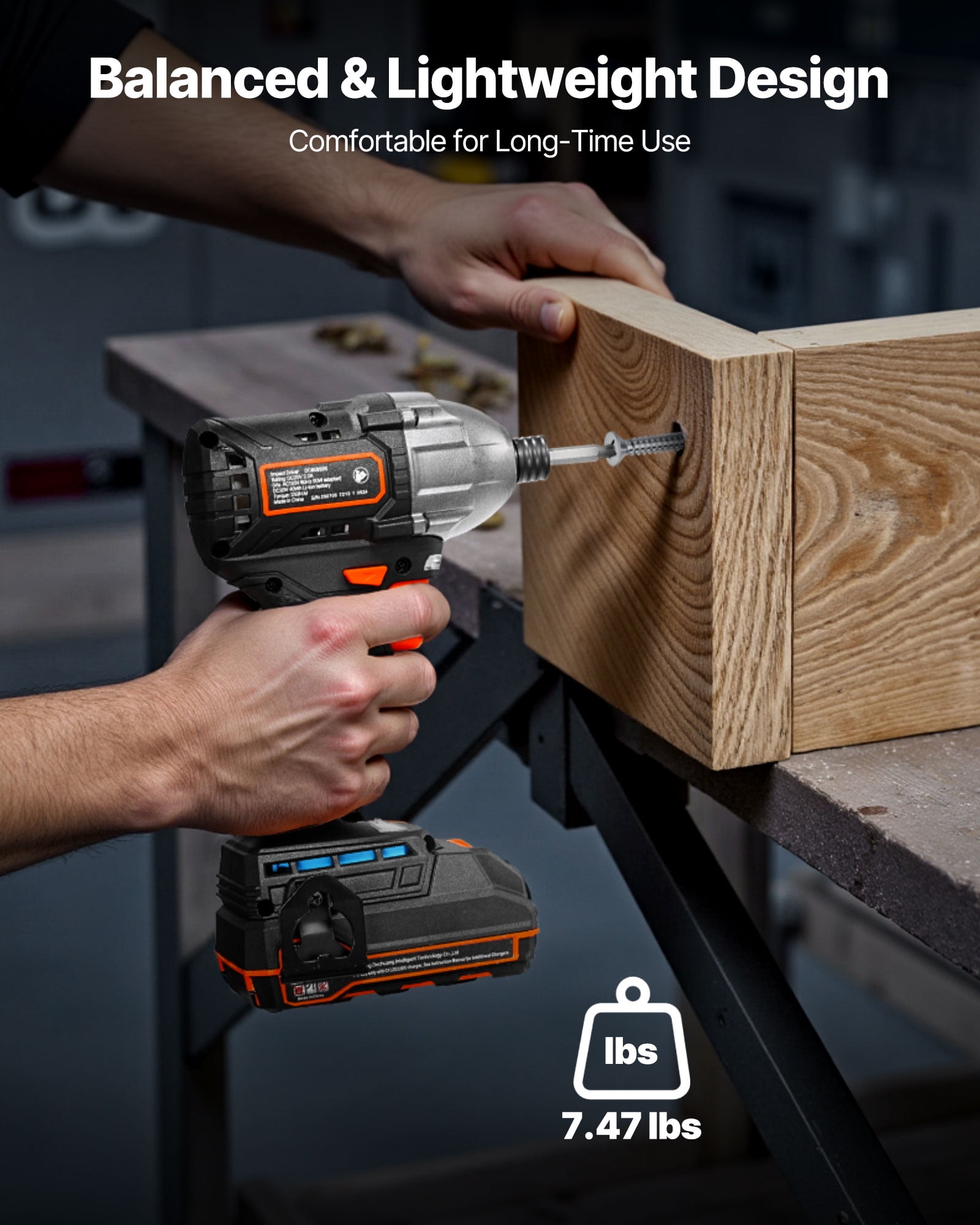 VEVOR Impact Driver, 1/4 Inch, 2800 RPM Max Speed, 20 V Brushless Motor, Electric Cordless Impact Driver Kit with Battery and Charger, 20 Bits, LED Work Light, for Furniture, Electrical, Home Repairs