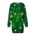 thumbnail image 4 of Fiaer Christmas Snowflake with Star Long Sleeve Dress for Women Sweatshirt Dress Fall Fashion Outfits Casual Mini Dress Green XL, 4 of 5