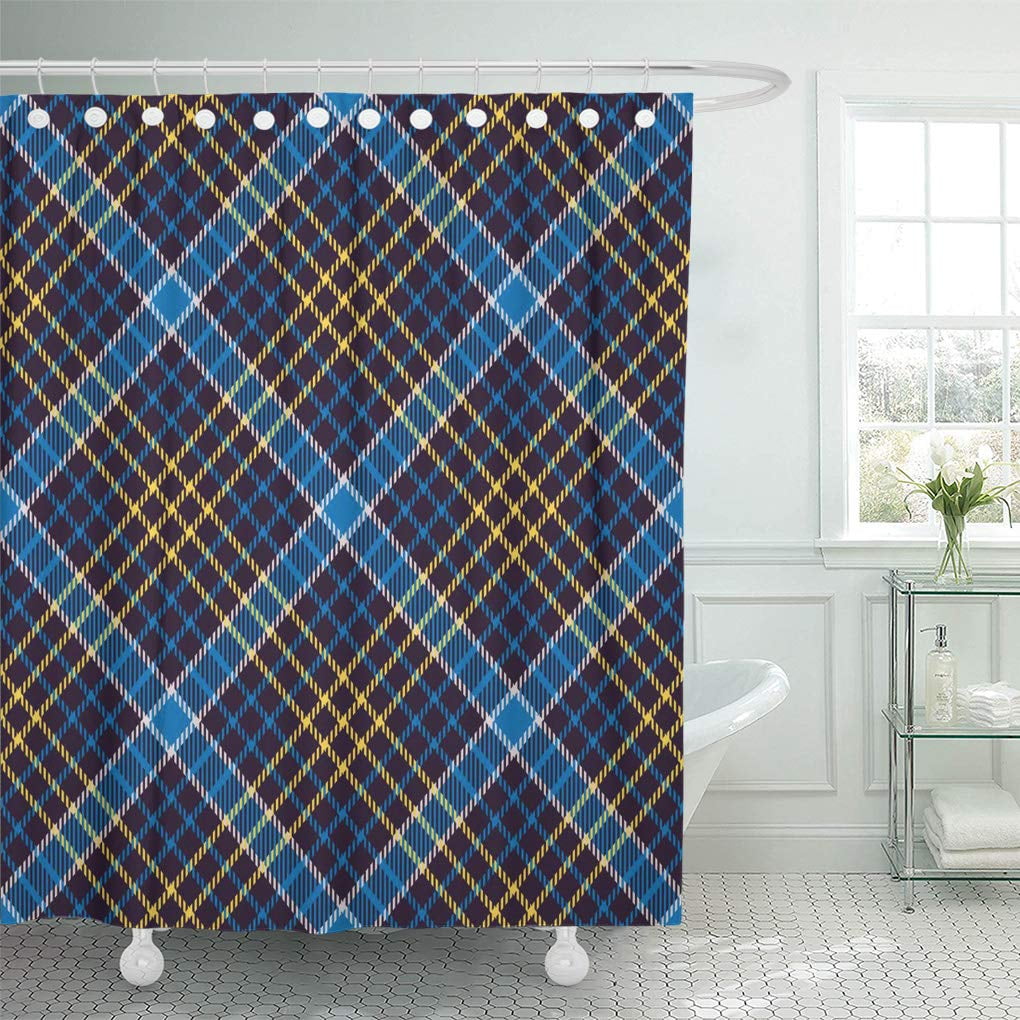 SUTTOM Blue Plaid Tartan Pattern Yellow Abstract Britain British Celtic