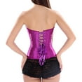 thumbnail image 4 of JIKNTTR Corset Tops for Women Satin Lace Up Corset Top Plus Size Gothic Corset Overbust Shapewear Bustier Corset Trendy Outfits, 4 of 5