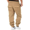 thumbnail image 3 of Stamzod Plus Size Cargo Pants with Pockets Fashion Solid Color Elastic Waist Sweatpants Casual Loose Fit Joggers for Men Khaki M, 3 of 3