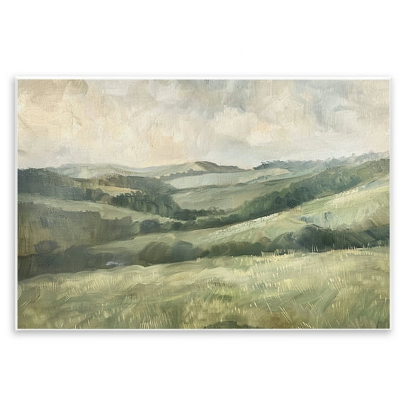 Stupell Industries Green Hilly Landscape Landscape & Nature Painting Unframed Art Print Wall Art, 15 x 10