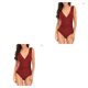 thumbnail image 2 of Soidarity Traje de baño ajustado con volantes sexy para mujer Traje de baño con cuello en V profundo Ahueca hacia fuera sin espalda Ropa de baño Rojo L 2piezas Soidarity CBP582094, 2 of 6