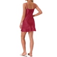 thumbnail image 3 of INSPIRE CHIC Womens Lingerie Satin Sexy Lace Front Cut Out Silky Babydoll Cami Teddy Ruffle Spaghetti Strap Chemise S Red, 3 of 6