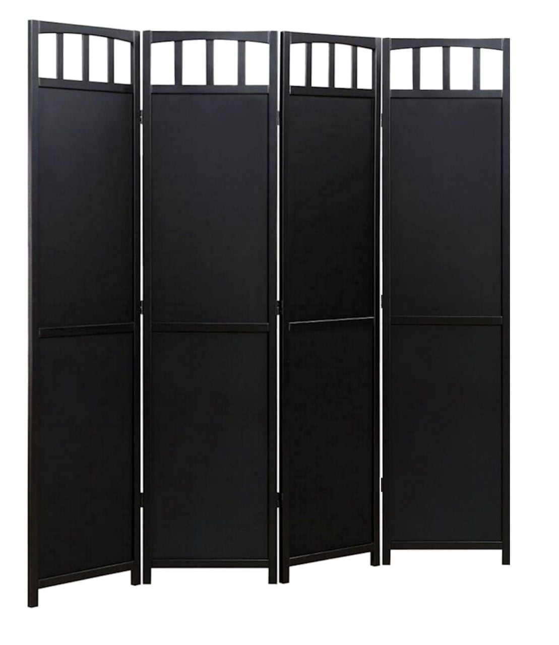 Legacy Decor Solid Wood 4 Panel Room Divider, 70" Tall, Black Finish