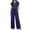 *Navy, variant on VBVC Women's Collared V-Neck 2 Piece Lounge Set, Casual Summer Tracksuit Outfit with Drawstring Wide Leg Pants and Pockets,Army Green,S-2XL