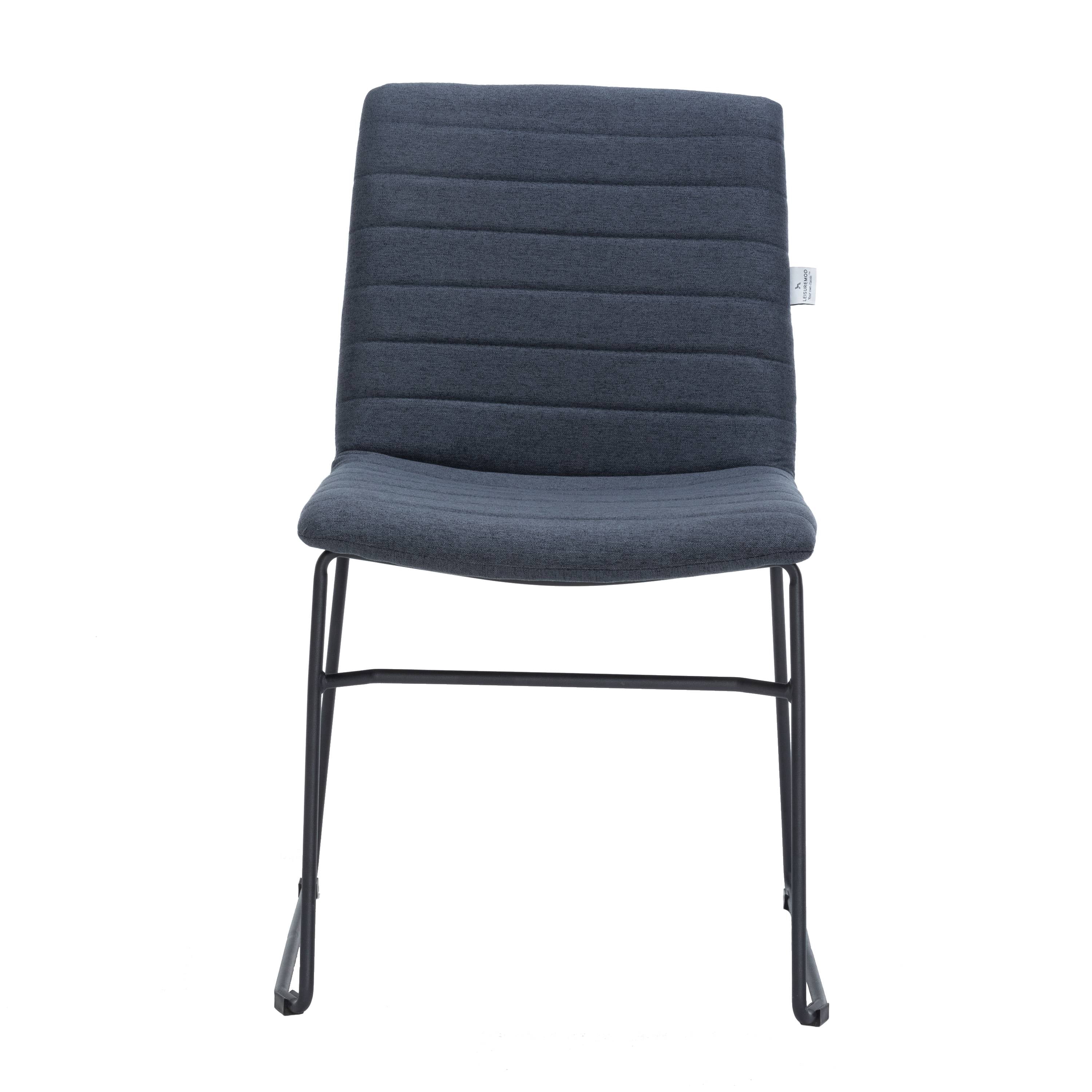 LeisureMod Ergonomic Office Chair Upholstered Guest Side Chair Padded Seat and Back Desk Chair with Powder-Coated Stainless Steel Base Zylar Collection in Dark Blue