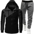 thumbnail image 1 of 2024 Men's Tracksuit Two Piece Hooded Athletic Sweatsuit Casual Running Jogging Sport Set for Active, 1 of 2