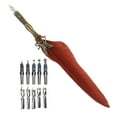 thumbnail image 4 of Feather Pen Set,Vintage Quill Pen Feather Signature Pen Set Antique Calligraphy Ink Dip Pen With 10 Replacement Nibs For Writing Drawing Signature Wedding Decoration, 4 of 8